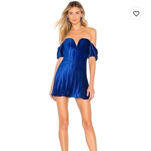 Revolve Velvet Blue Mini Dress